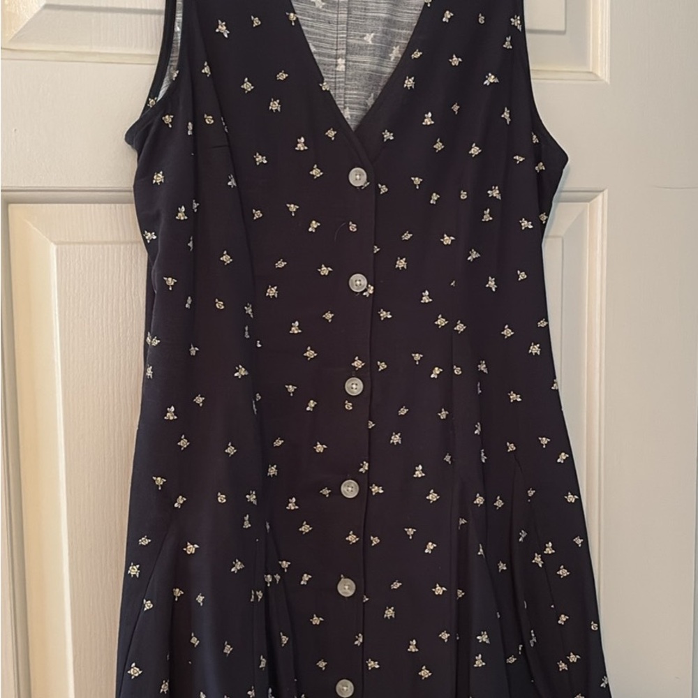 Universal Thread Navy Floral Button-Front Midi Dress
